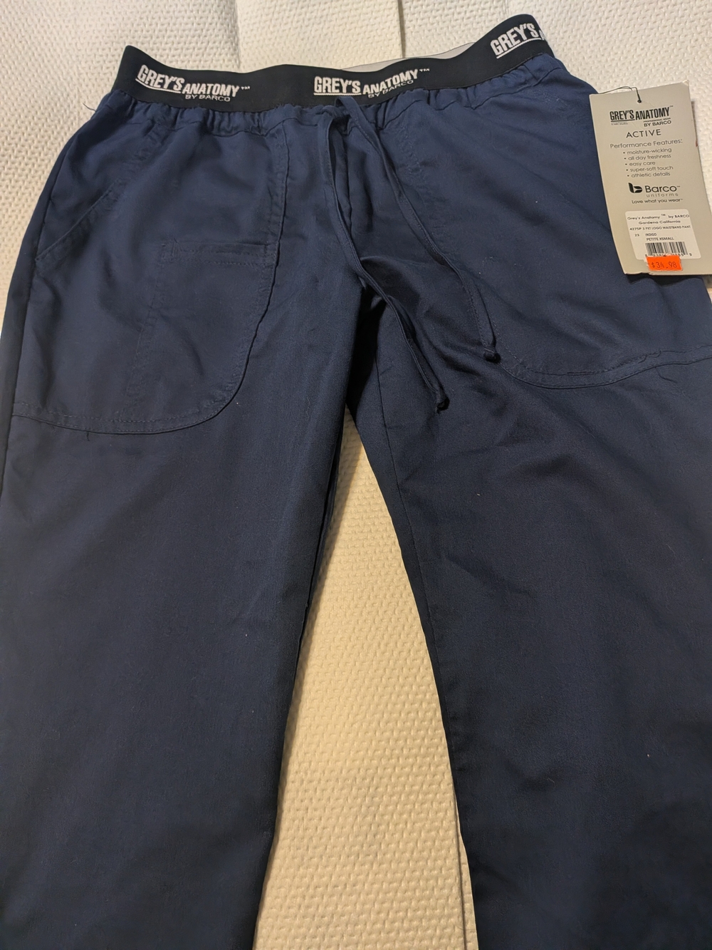 Grey's Anatomy Unisex Dark Navy Drawstring Hospital/Scrub Pants